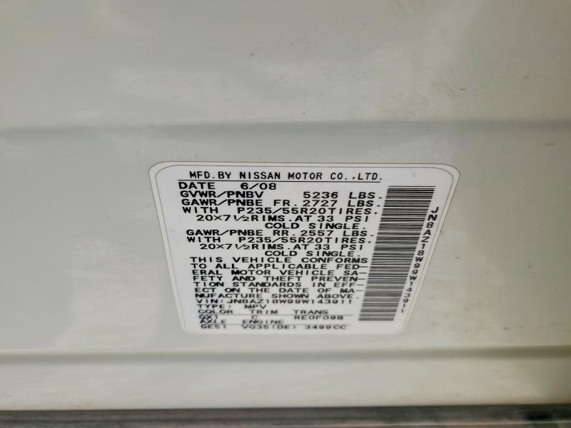 Продажа на аукционе авто 2009 Nissan Murano, vin: JN8AZ18W99W143911, номер лота: 53459666