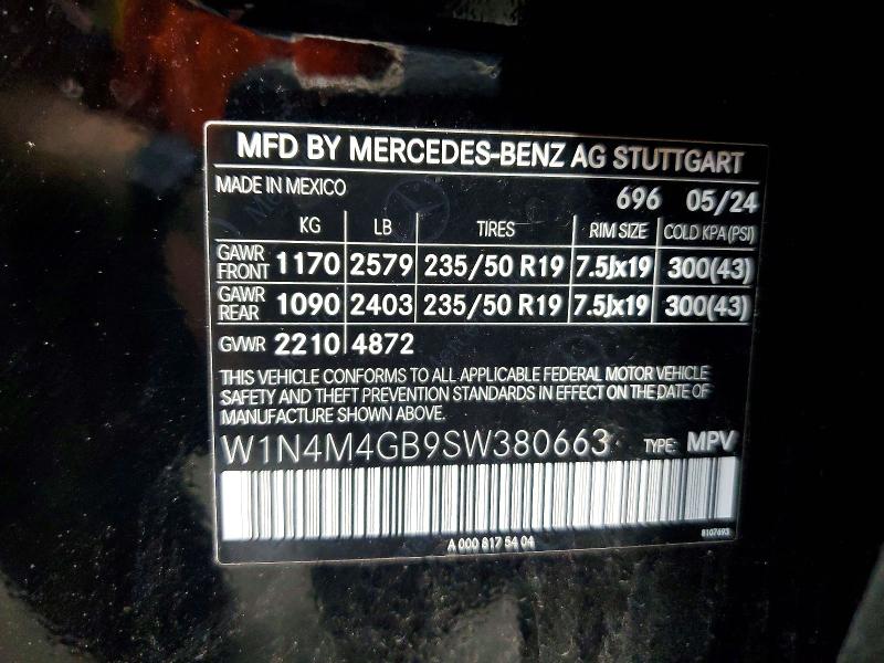 Продажа на аукционе авто 2025 Mercedes-benz Glb, vin: W1N4M4GB9SW380663, номер лота: 53603396