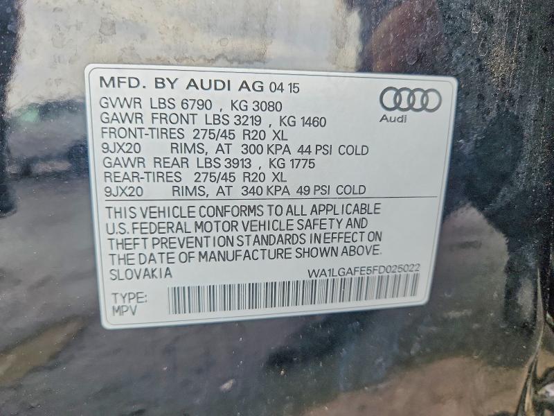 Продаж на аукціоні авто 2015 Audi Q7, vin: WA1LGAFE5FD025022, номер лоту: 52717456