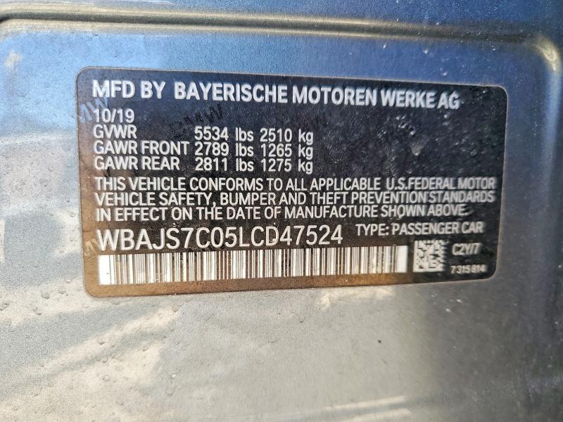 Aukcja sprzedaży 2020 Bmw M550xi, vin: WBAJS7C05LCD47524, numer aukcji: 52754856
