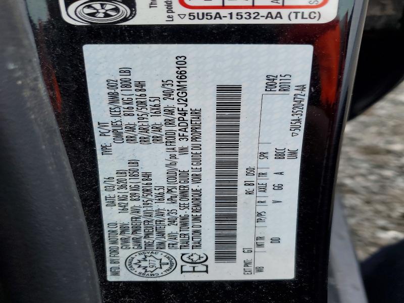 52651626 :رقم المزاد ، 3FADP4FJ2GM166103 vin ، 2016 Ford Fiesta مزاد بيع