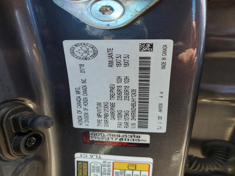 55268846 :رقم المزاد ، 2HKRW2H89JH112439 vin ، 2018 Honda Cr-v مزاد بيع