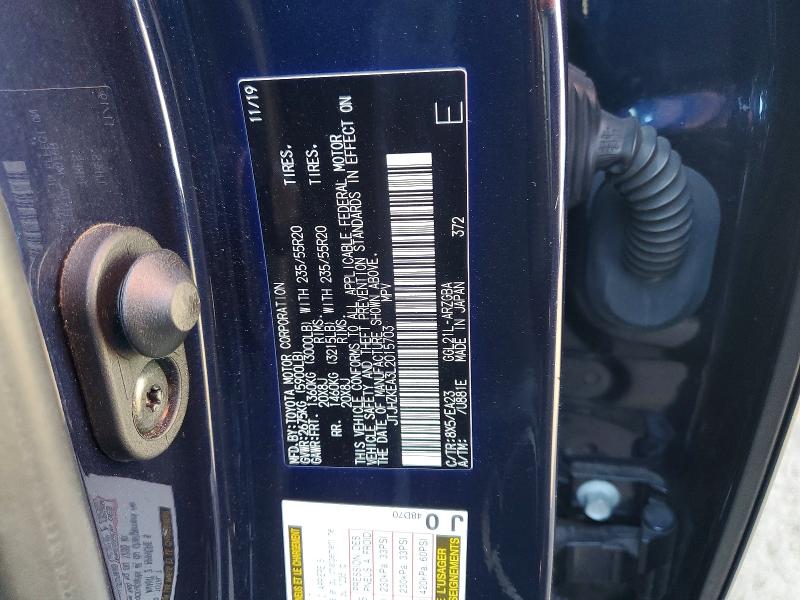 52929766 :رقم المزاد ، JTJHZKEA3L2015703 vin ، 2020 Lexus Rx مزاد بيع