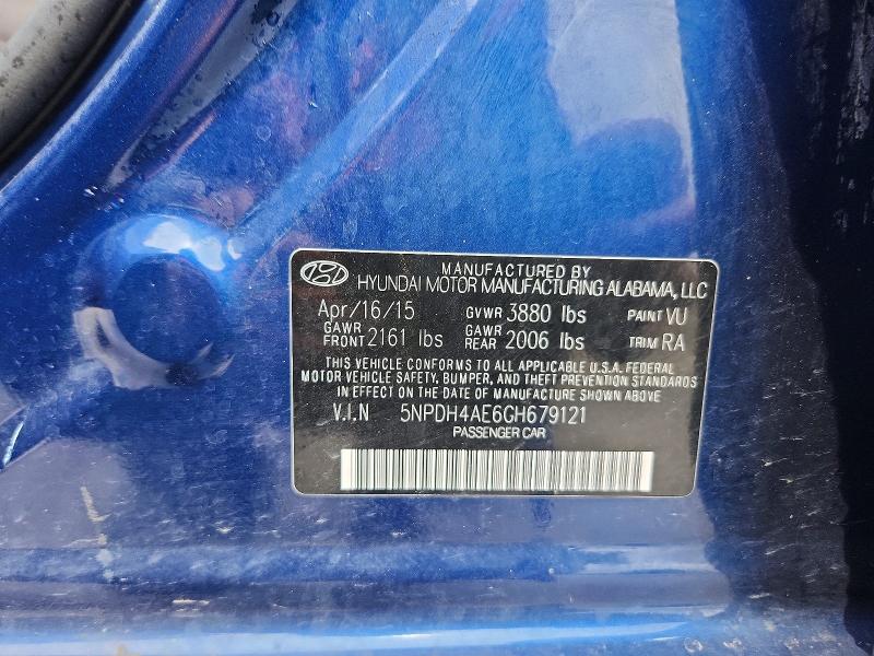 54354916 :رقم المزاد ، 5NPDH4AE6GH679121 vin ، 2016 Hyundai Elantra مزاد بيع