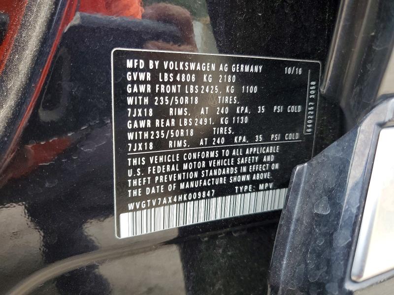 Aukcja sprzedaży 2017 Volkswagen Tiguan, vin: WVGTV7AX4HK009847, numer aukcji: 53547506