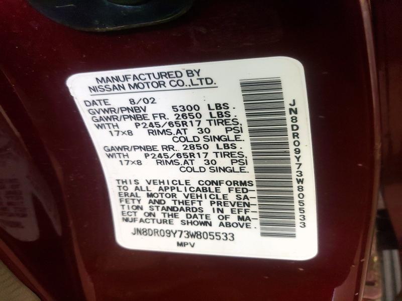Auction sale of the 2003 Nissan Pathfinder, vin: JN8DR09Y73W805533, lot number: 52406276
