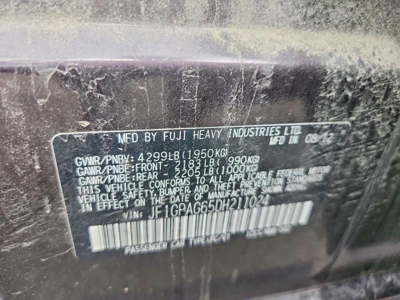 53532996 :رقم المزاد ، JF1GPAG65DH211024 vin ، 2013 Subaru Impreza مزاد بيع