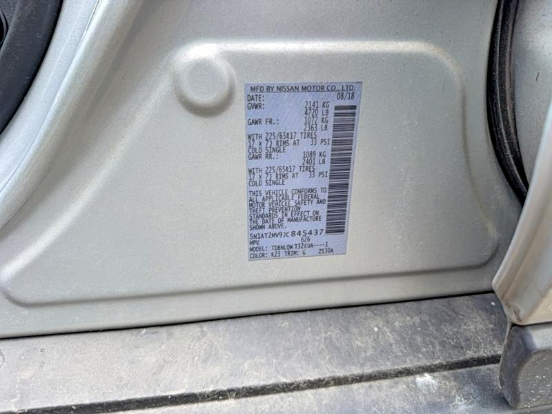 52853056 :رقم المزاد ، 5N1AT2MV9JC845437 vin ، 2018 Nissan Rogue مزاد بيع