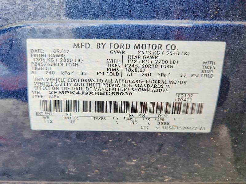 Aukcja sprzedaży 2017 Ford Edge, vin: 2FMPK4J9XHBC68038, numer aukcji: 53434526