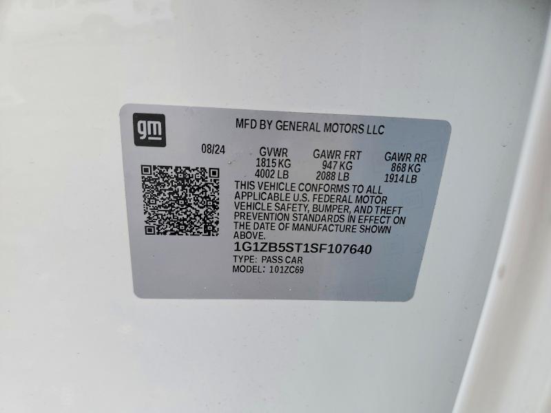 Продажа на аукционе авто 2025 Chevrolet Malibu, vin: 1G1ZB5ST1SF107640, номер лота: 53663156