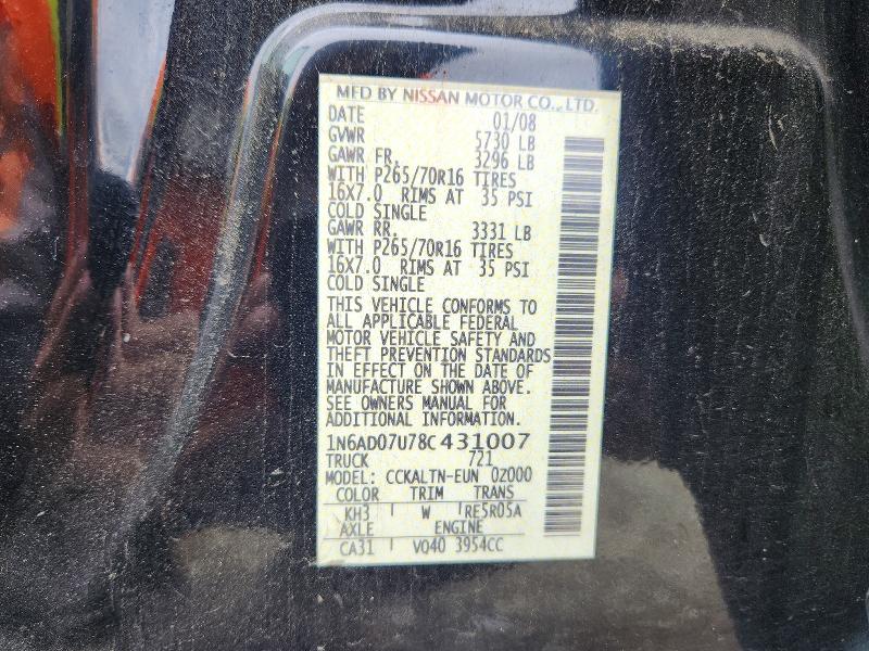 55421446 :رقم المزاد ، 1N6AD07U78C431007 vin ، 2008 Nissan Frontier مزاد بيع