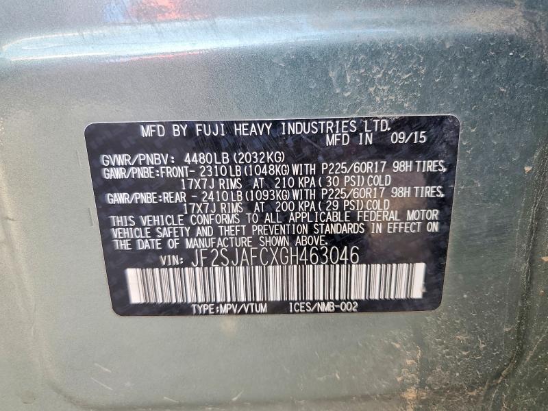 Продаж на аукціоні авто 2016 Subaru Forester, vin: JF2SJAFCXGH463046, номер лоту: 53022946