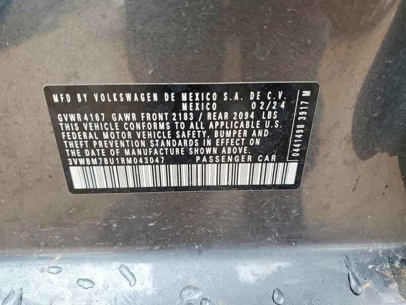 2024 Volkswagen Jetta მანქანა იყიდება აუქციონზე, vin: 3VWBM7BU1RM043047, აუქციონის ნომერი: 52238846