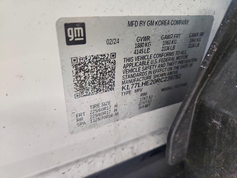 2024 Chevrolet Trax მანქანა იყიდება აუქციონზე, vin: KL77LHE20RC239782, აუქციონის ნომერი: 53643706