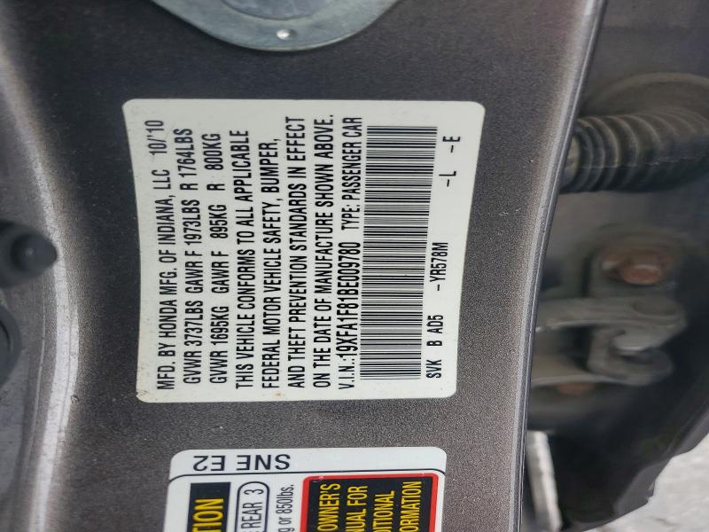 Aukcja sprzedaży 2011 Honda Civic, vin: 19XFA1F81BE009780, numer aukcji: 54724966