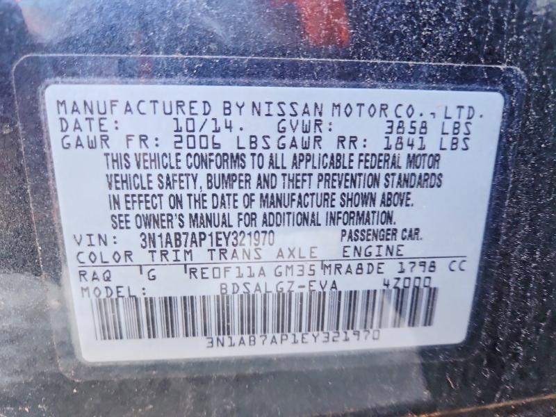 51625276 :رقم المزاد ، 3N1AB7AP1EY321970 vin ، 2014 Nissan Sentra مزاد بيع