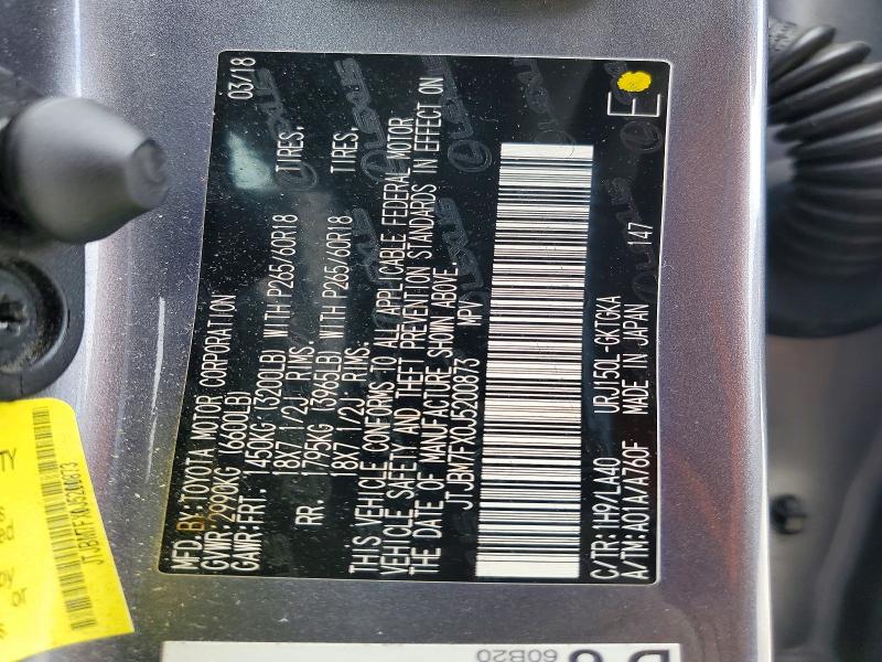 53121986 :رقم المزاد ، JTJBM7FX0J5200873 vin ، 2018 Lexus Gx مزاد بيع