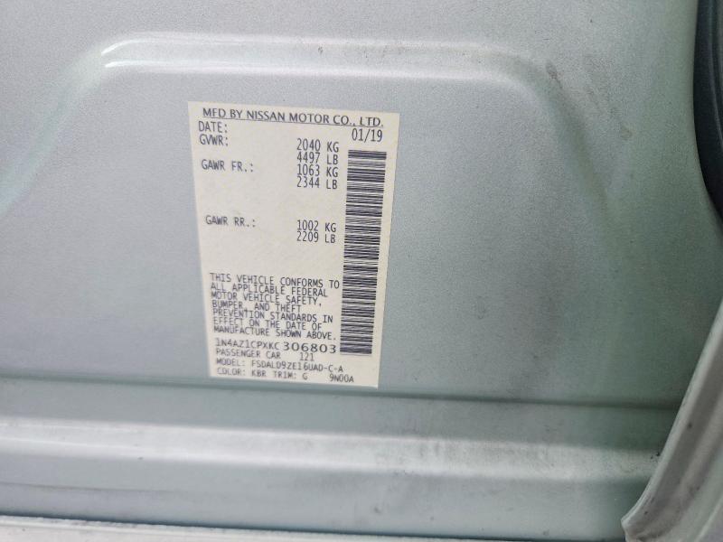 Aukcja sprzedaży 2019 Nissan Leaf, vin: 1N4AZ1CPXKC306803, numer aukcji: 55561186