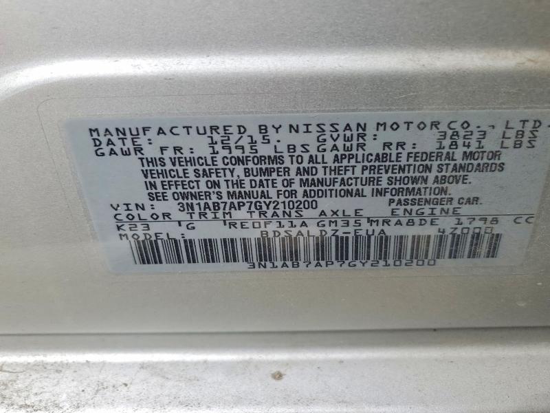 Продажа на аукционе авто 2016 Nissan Sentra, vin: 3N1AB7AP7GY210200, номер лота: 52433746