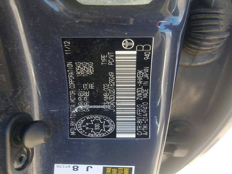 Aukcja sprzedaży 2013 Toyota Prius, vin: JTDKN3DU2D1629249, numer aukcji: 54138466