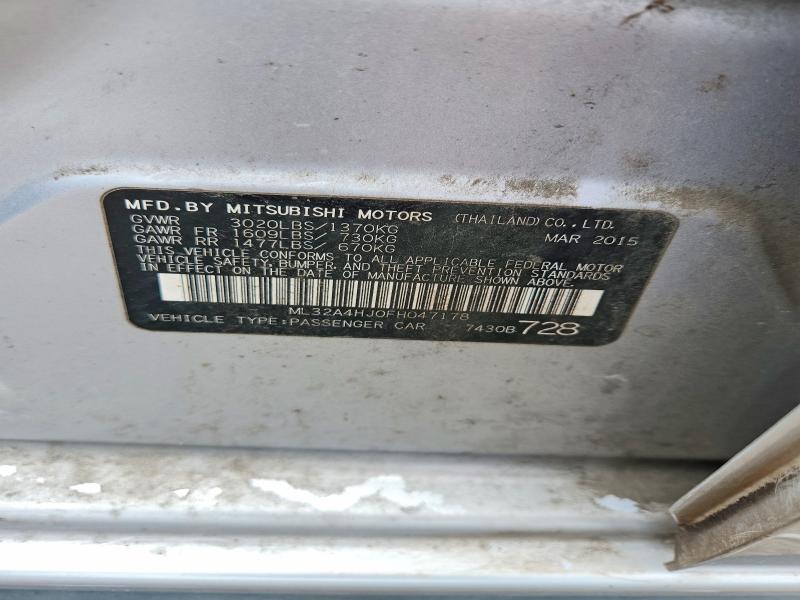 Aukcja sprzedaży 2015 Mitsubishi Mirage, vin: ML32A4HJ0FH047178, numer aukcji: 51923816