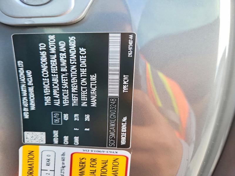 52537246 :رقم المزاد ، SCFSMGAWXLGN03248 vin ، 2020 Aston Martin Vantage مزاد بيع