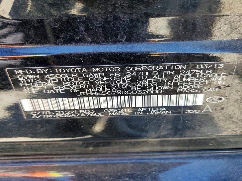 Aukcja sprzedaży 2013 Lexus Is, vin: JTHBE5C2XD5032000, numer aukcji: 53556016