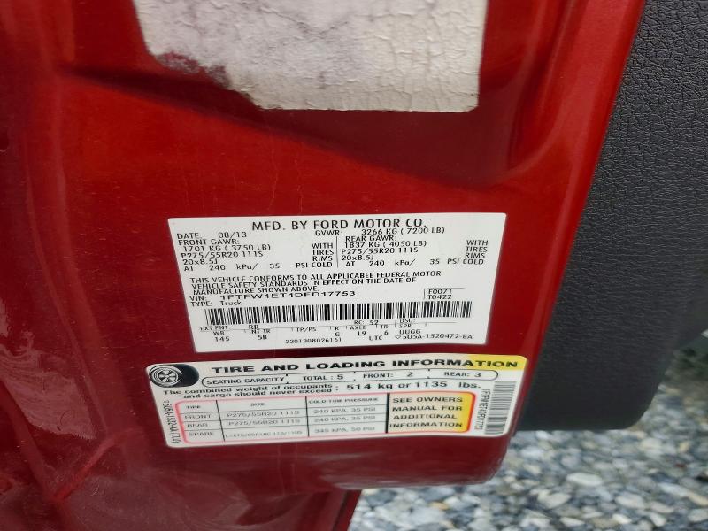 Aukcja sprzedaży 2013 Ford F150, vin: 1FTFW1ET4DFD17753, numer aukcji: 54284196