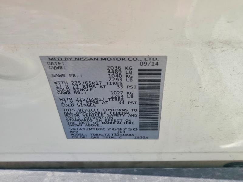 2015 Nissan Rogue მანქანა იყიდება აუქციონზე, vin: 5N1AT2MT8FC769750, აუქციონის ნომერი: 52725726