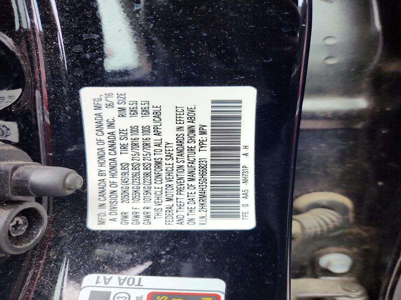 54433186 :رقم المزاد ، 2HKRM4H35GH668231 vin ، 2016 Honda Cr-v مزاد بيع