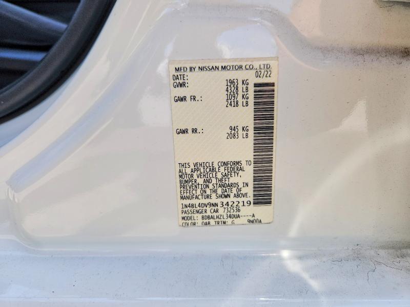Продаж на аукціоні авто 2022 Nissan Altima, vin: 1N4BL4DV9NN342219, номер лоту: 55193166