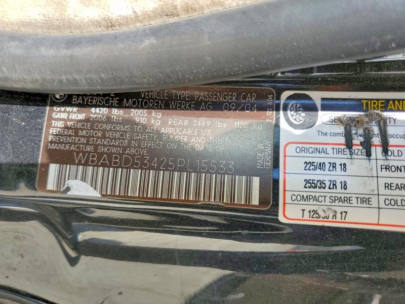 2005 Bmw 330 მანქანა იყიდება აუქციონზე, vin: WBABD53425PL15533, აუქციონის ნომერი: 54686916