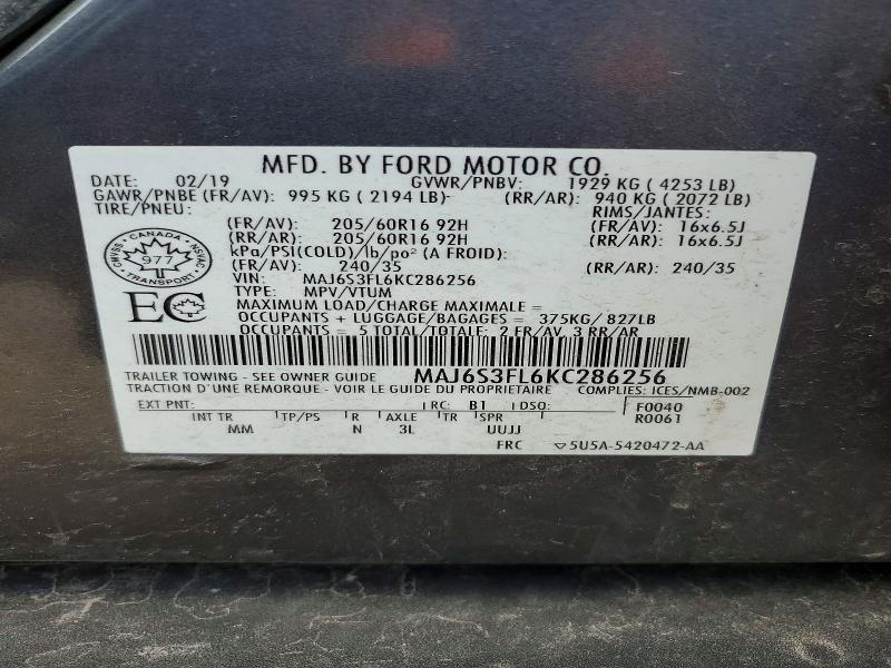 Продаж на аукціоні авто 2019 Ford Ecosport, vin: MAJ6S3FL6KC286256, номер лоту: 51978916