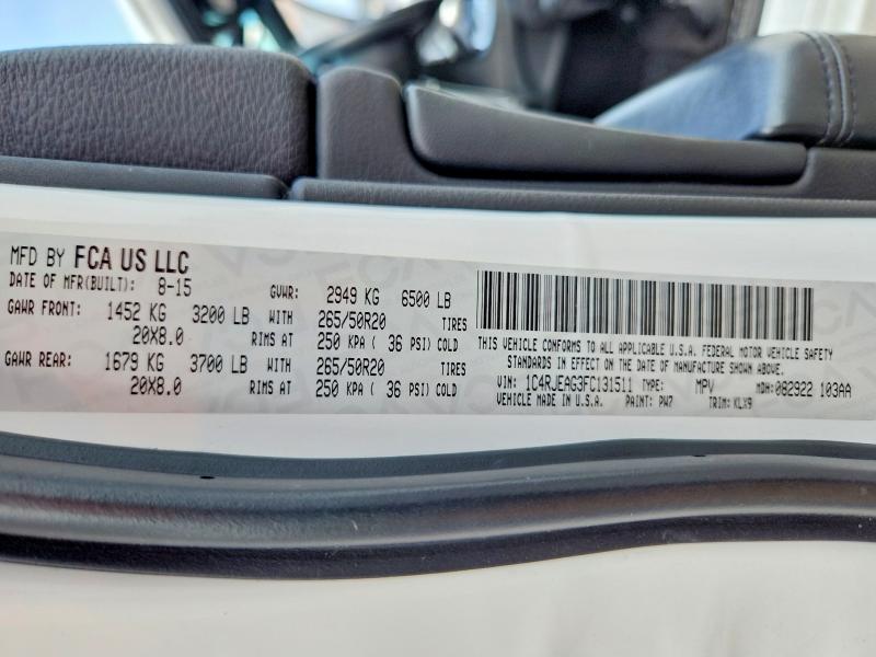 Продаж на аукціоні авто 2015 Jeep Grand Cherokee, vin: 1C4RJEAG3FC131511, номер лоту: 53947046