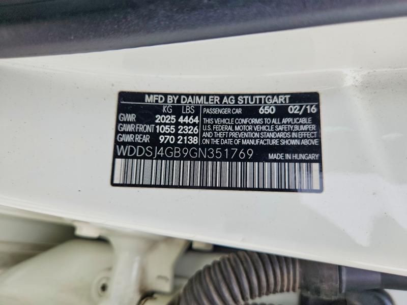 53079156 :رقم المزاد ، WDDSJ4GB9GN351769 vin ، 2016 Mercedes-benz Cla مزاد بيع