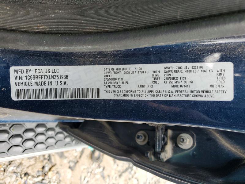 Продаж на аукціоні авто 2020 Ram 1500, vin: 1C6SRFFTXLN351936, номер лоту: 51519516