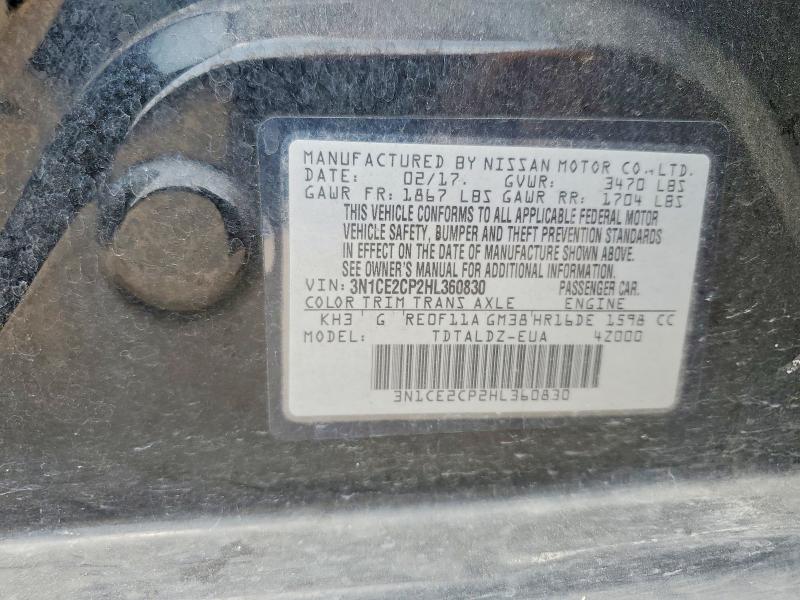 2017 Nissan Versa Note მანქანა იყიდება აუქციონზე, vin: 3N1CE2CP2HL360830, აუქციონის ნომერი: 52831986