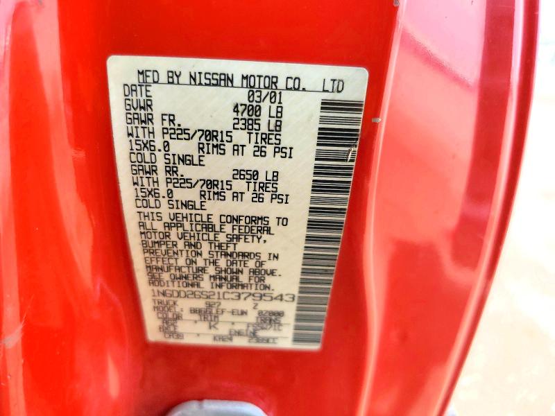 2001 Nissan Frontier მანქანა იყიდება აუქციონზე, vin: 1N6DD26S21C379543, აუქციონის ნომერი: 53420736