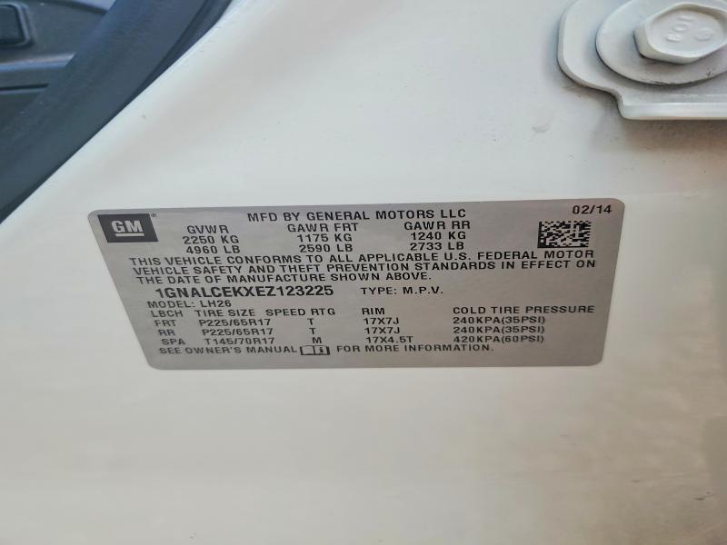 Продажа на аукционе авто 2014 Chevrolet Equinox, vin: 1GNALCEKXEZ123225, номер лота: 52084616