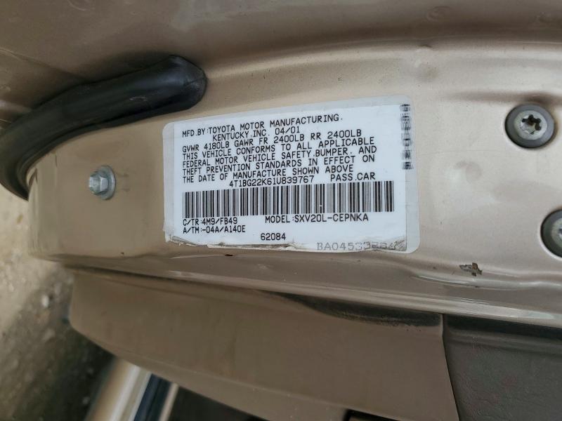 Aukcja sprzedaży 2001 Toyota Camry, vin: 4T1BG22K61U839767, numer aukcji: 52908996
