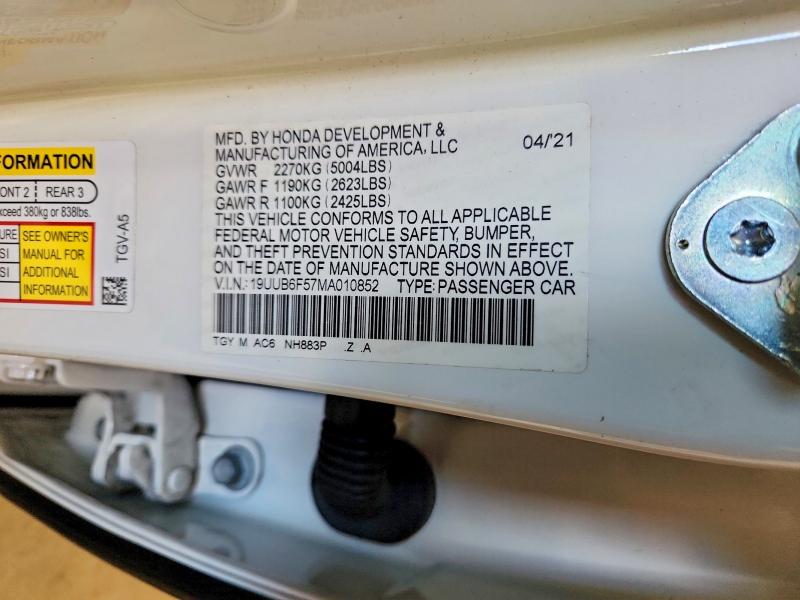 2021 Acura Tlx მანქანა იყიდება აუქციონზე, vin: 19UUB6F57MA010852, აუქციონის ნომერი: 53395896