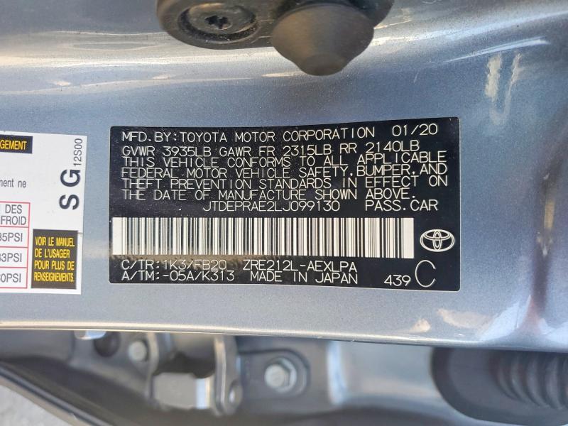 Продажа на аукционе авто 2020 Toyota Corolla, vin: JTDEPRAE2LJ099130, номер лота: 54968486