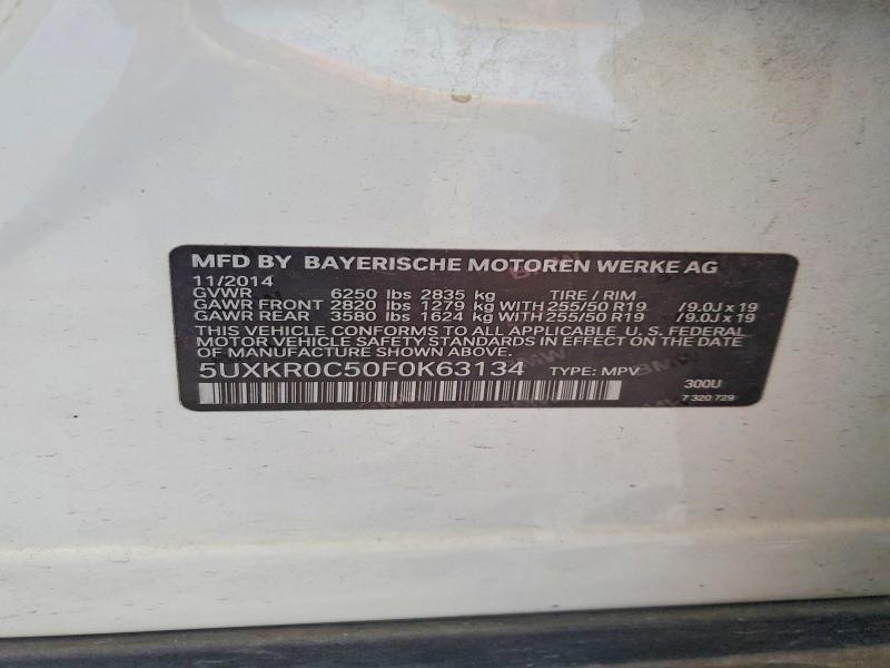 52193736 :رقم المزاد ، 5UXKR0C50F0K63134 vin ، 2015 Bmw X5 مزاد بيع