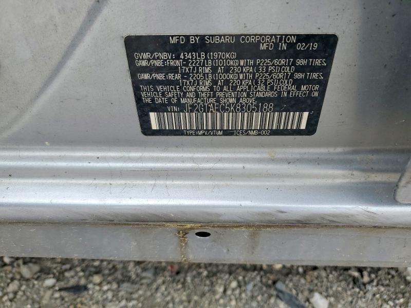 51896726 :رقم المزاد ، JF2GTAEC5K8305188 vin ، 2019 Subaru Crosstrek مزاد بيع