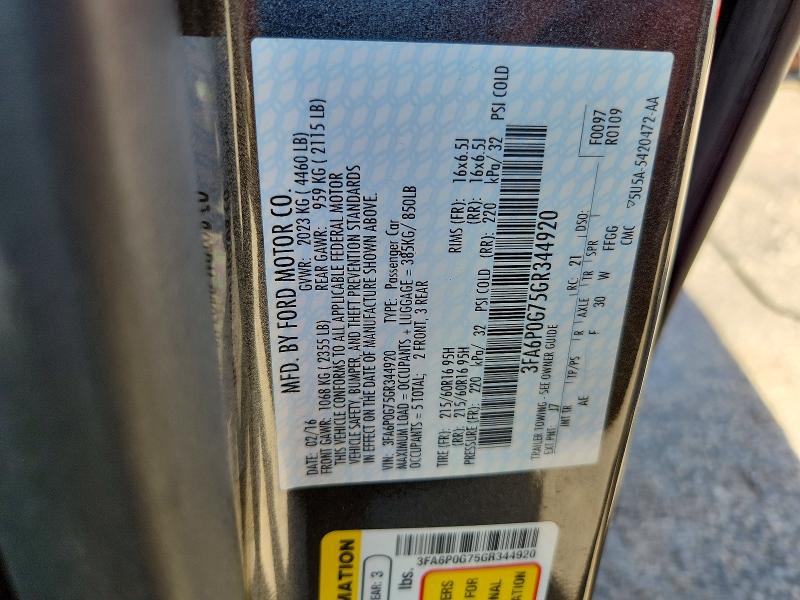 52389666 :رقم المزاد ، 3FA6P0G75GR344920 vin ، 2016 Ford Fusion مزاد بيع