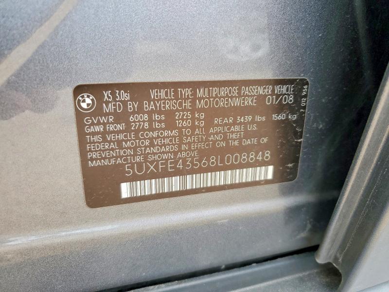 53120876 :رقم المزاد ، 5UXFE43568L008848 vin ، 2008 Bmw X5 مزاد بيع