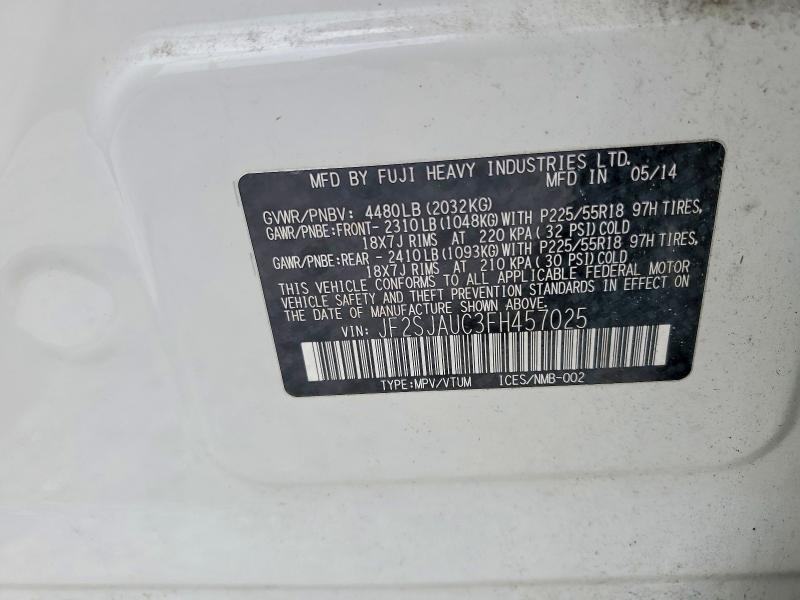 Продажа на аукционе авто 2015 Subaru Forester, vin: JF2SJAUC3FH457025, номер лота: 52887356