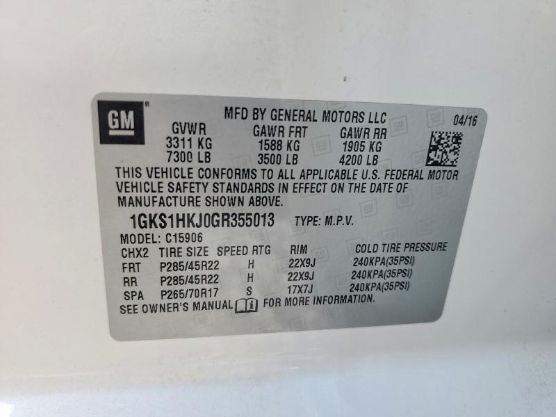 Продажа на аукционе авто 2016 Gmc Yukon Xl, vin: 1GKS1HKJ0GR355013, номер лота: 53740296