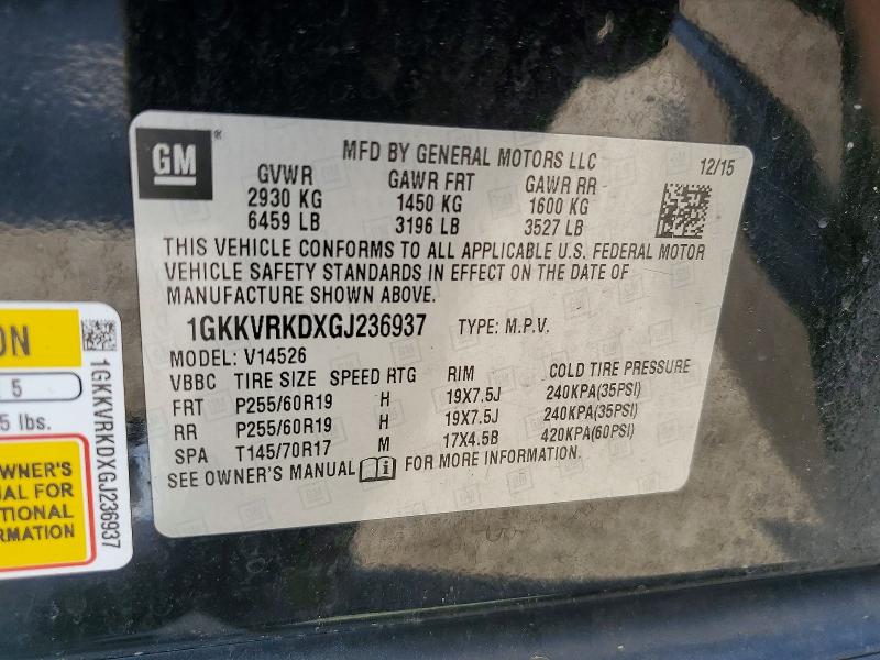 2016 Gmc Acadia მანქანა იყიდება აუქციონზე, vin: 1GKKVRKDXGJ236937, აუქციონის ნომერი: 51605046