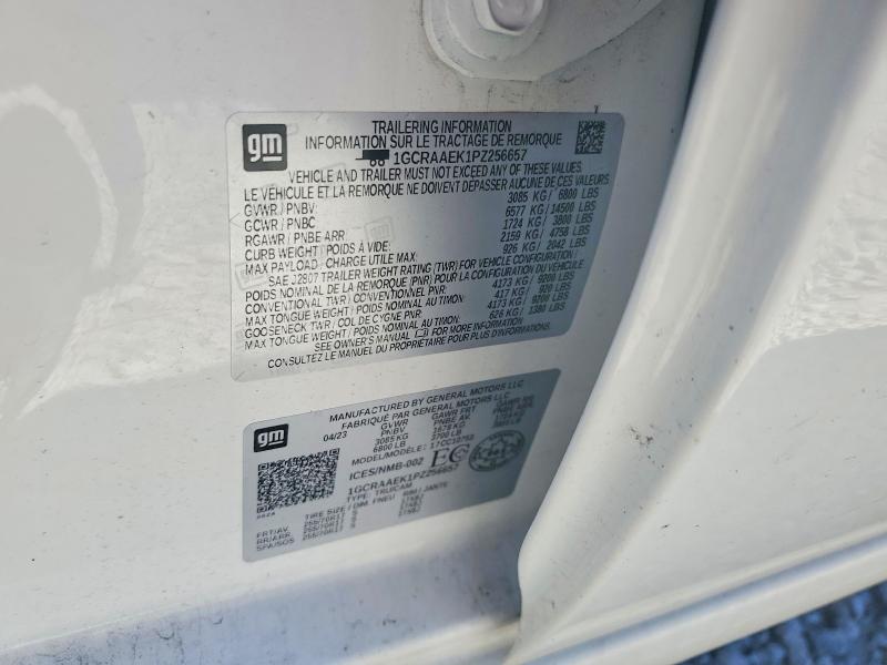 2023 Chevrolet Silverado მანქანა იყიდება აუქციონზე, vin: 1GCRAAEK1PZ256657, აუქციონის ნომერი: 55206216